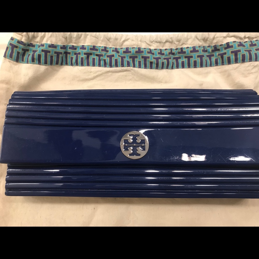 Tory Burch blue resin clutch